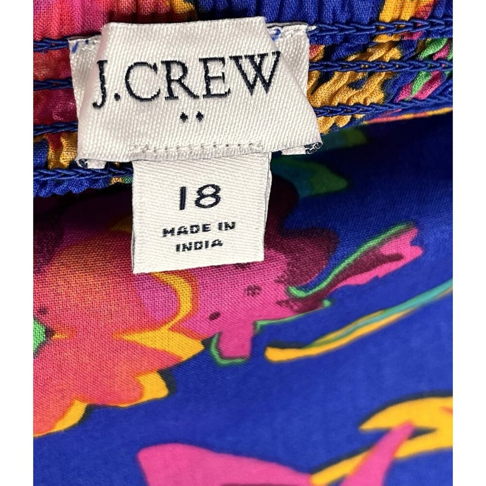 J.CREW Women's Blue Ruffle Sleeveless Midi Bright Floral Smocked Dress 18 - Picture 4 of 6